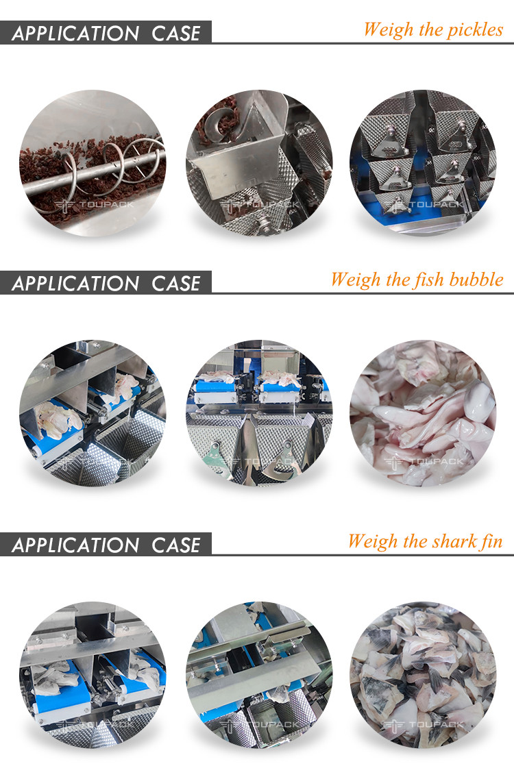Three Layer 8 Head Screw Feeding Multihead Weigher For Fresh Sticky Food Shredded Meat