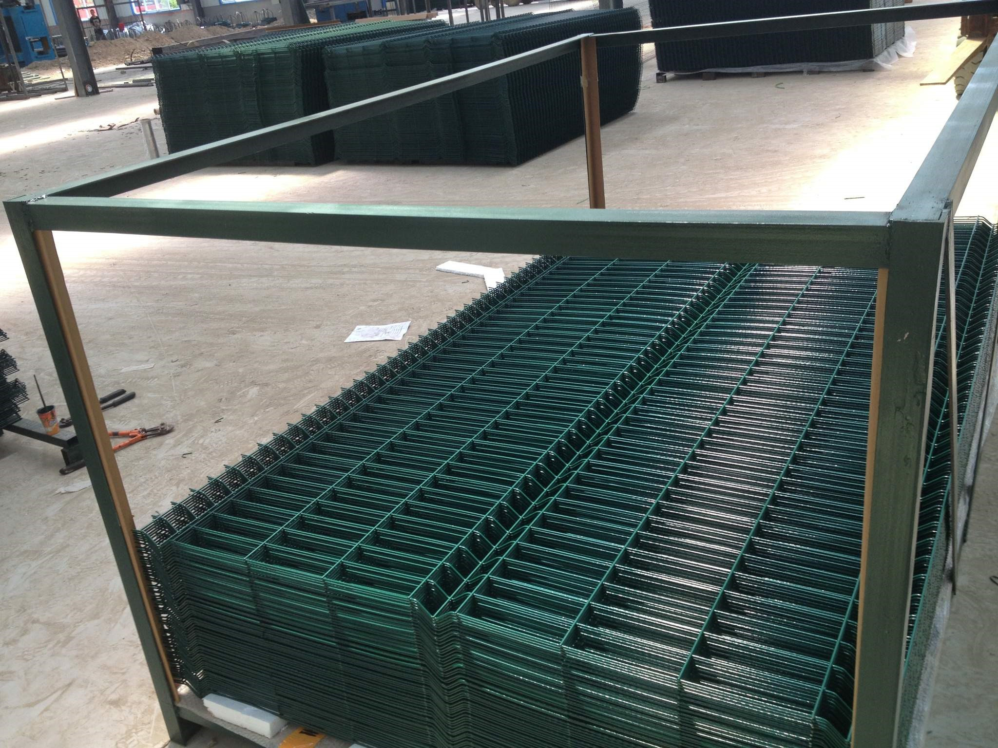 2030mm x 2500mm Wire Fence Panels High Quality With V beams ,RAL 6005 coated Dark Green