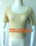 Blouse Vintage Sleeve, White Black Crochet Casual Shirts Tops, tops, crocheted