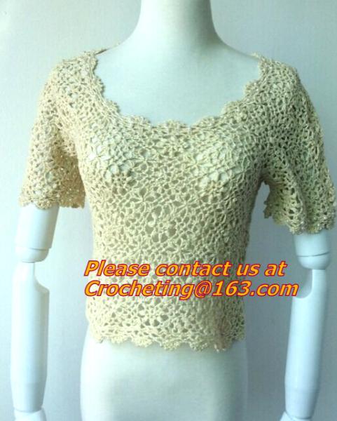 Blouse Vintage Sleeve, White Black Crochet Casual Shirts Tops, tops, crocheted