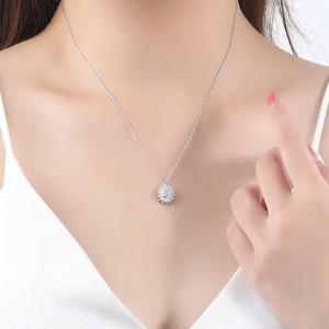 China 925 Sterling Women Necklaces Silver Daisy Necklace Cubic Zircon Cross wholesale
