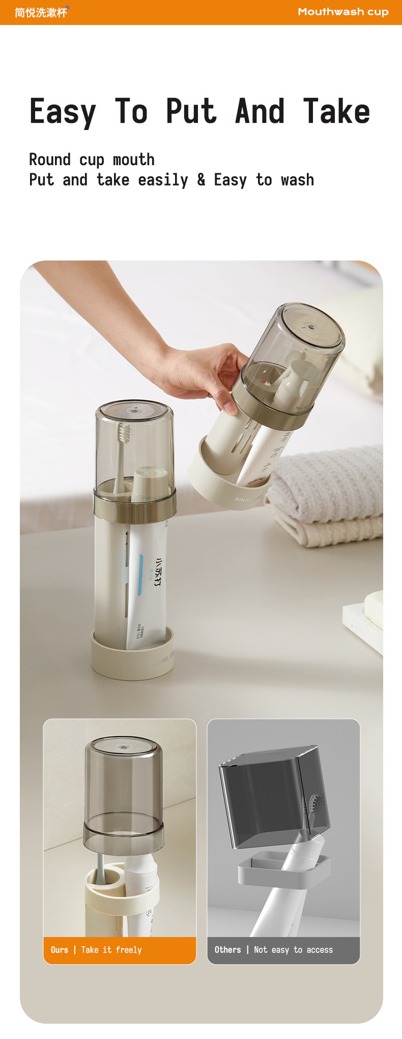 Modern 2 Slots Toothbrush Holder Stand With Tooth Brush Cups Cover