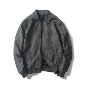 China Oem Factory Manufacturer Custom Logo Causal Slim Fit Cotton Suede Leather Zip Up Bomber Jackets wholesale