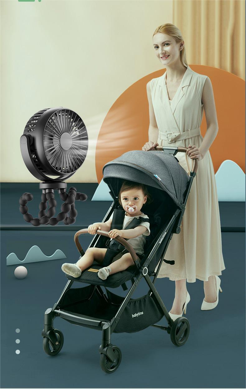 NO Remote Control Portable Outdoor Baby Stroller Rechargeable 5200mAh USB Octopus Fan