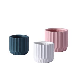 China 150mm Height Dia 11cm Ribbed Colorful Decorative Ceramic Plant Pots wholesale