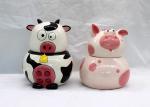 Unique Animal Ceramic Kitchen Jars , Dolomite Calf Ceramic Pig Canisters With