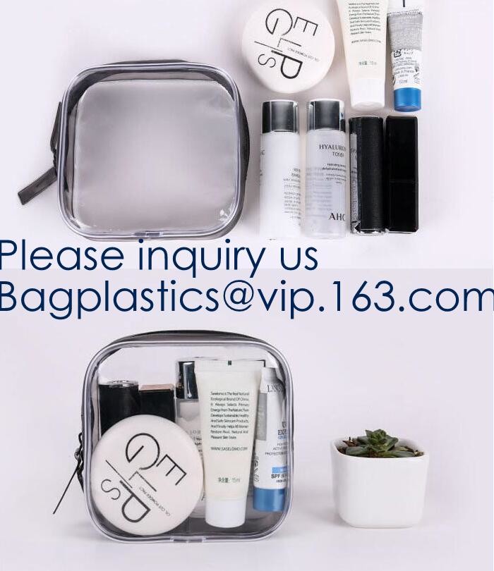 Small Clear PVC Waterproof Bag with Zipper Closure, Mini Portable Transparent Plastic Organizer Pouch for Cosmetic, Make