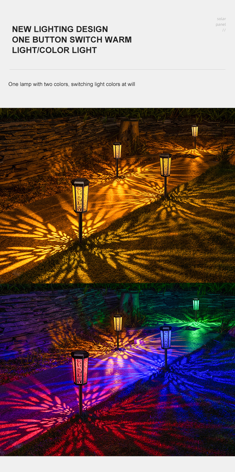Auto On-Off Solar Powered Garden Decorative Lights IP65 for Walkway Illumination