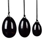 43x30mm Female Massage Black Obsidian Yoni Egg With String
