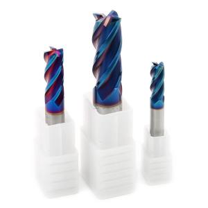 China 65 Degree 4 Flutes End Mill Nano Blue Coated 8mm End Mill Square wholesale
