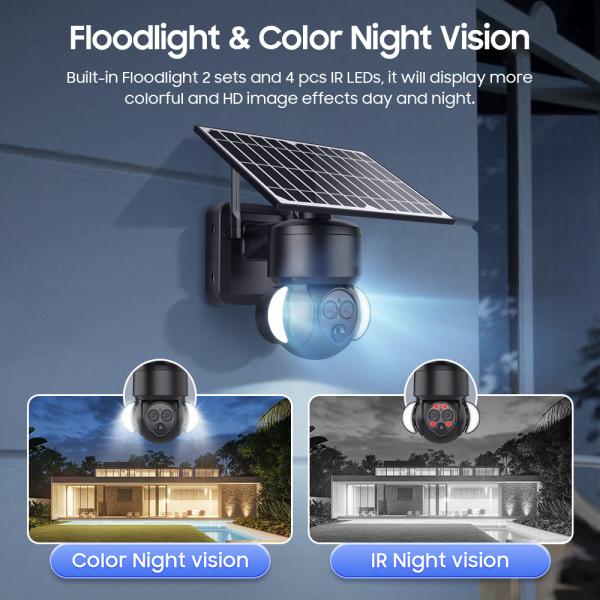 Glomarket Ubox Wifi/4G Smart 12X ZOOM Floodlight Solar Battery PTZ Camera 6MP PIR Human Detection Camera