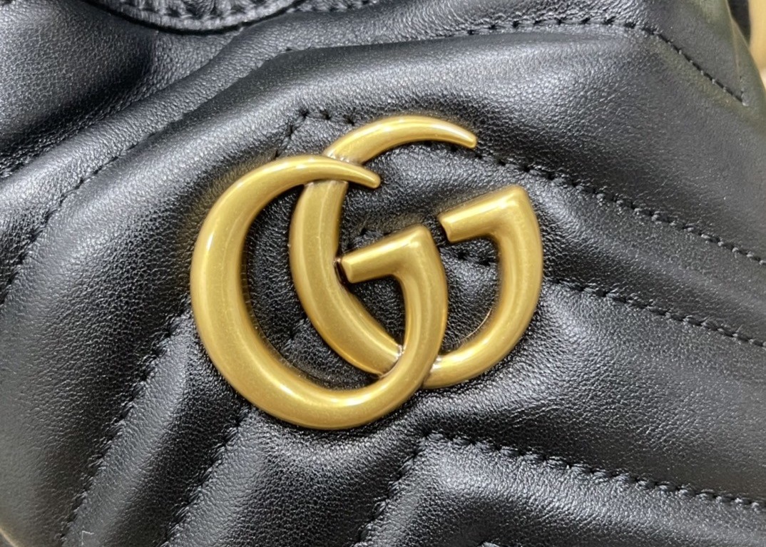 GG Marmont Mini Bucket Bag Authentic Cowhide Outside Two Splicing Colors