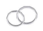 Anniversary Geometric Style Contracted 18K Gold Couple Rings