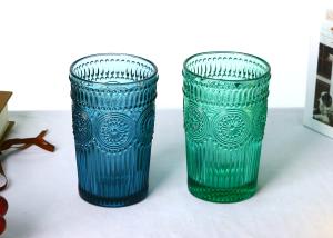 China 11oz Tumbler Drinking Glass , Sunflower Embossed Hotel Collection Highball Glasses wholesale