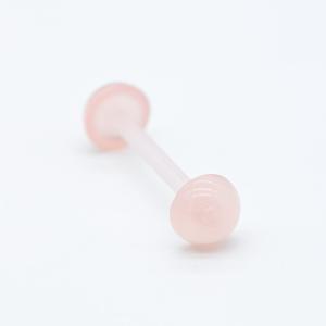 China Double Pink Dome Flat Bottom Tongue Ring Piercing Acrylic 14G 16mm wholesale