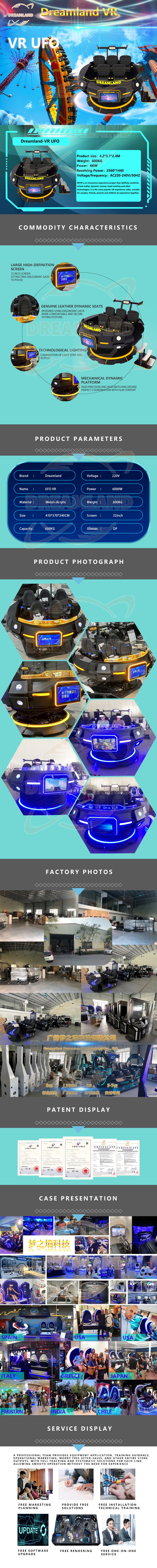 Dreamland 360 vr Space UFO VR game multiplayer 9d vr cinema chair metaverse virtual reality space simulator