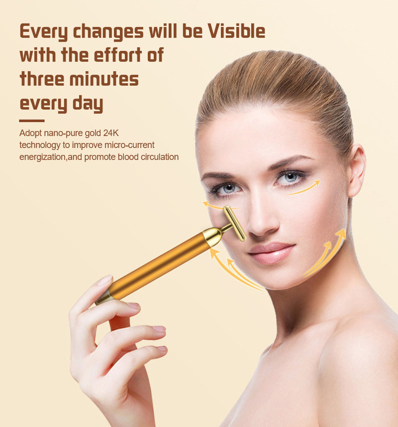 Beauty Bar 6000VPM 24k Golden Pulse Facial Massager