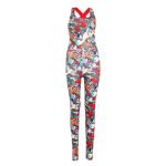 Floral Printed Women Sexy Fitness One Piece Yoga Bodysuit Backless