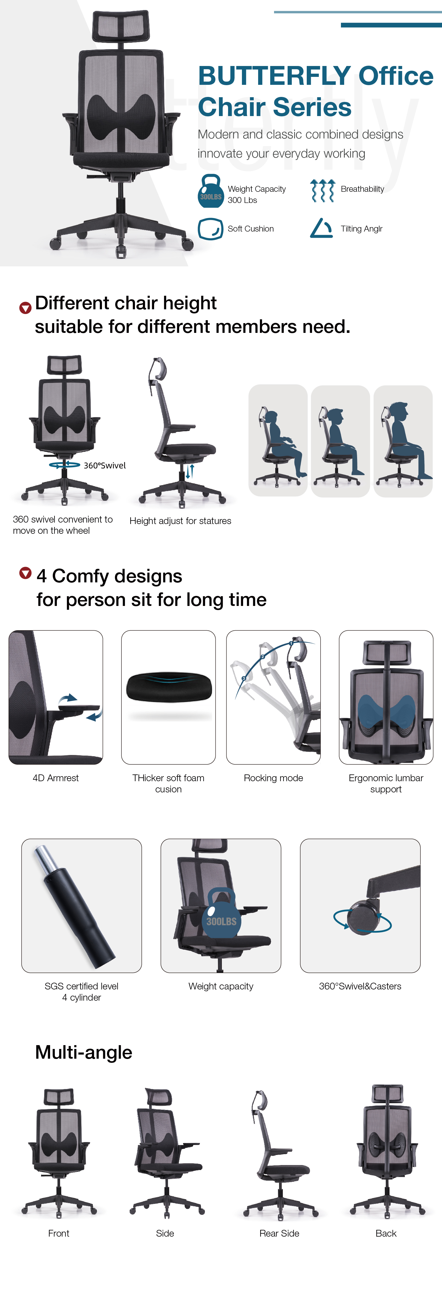 Mesh Luxury Office Chair Contemporary Design With Full Mesh And Nylon Material
