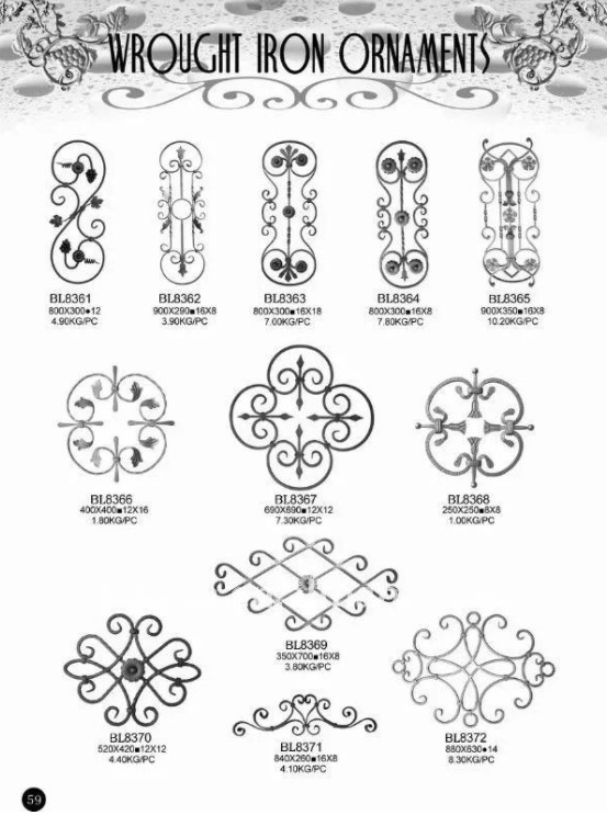 Wrought Cast Iron Ornaments Powder Coating For Stair Railings / Handrails