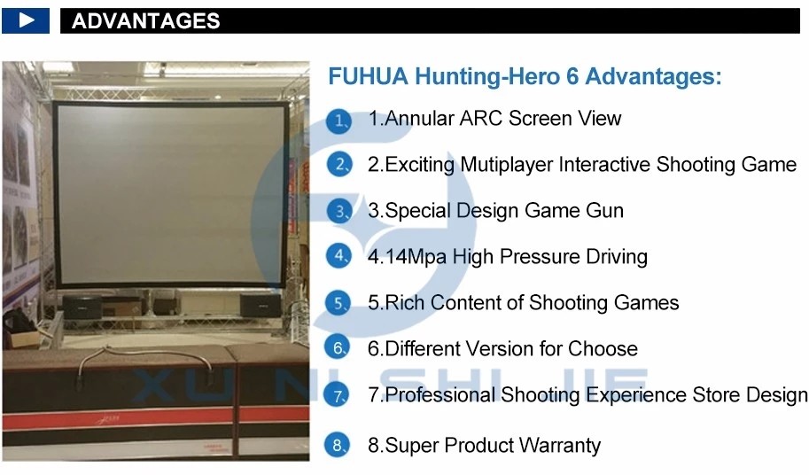 Amusement Shooting Arcade Machine Simulator Projector Hunter Hero 450W Power