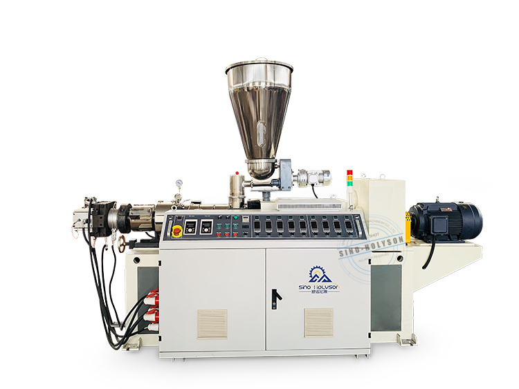 42 Rpm Plastic Conical Twin Screw Extruder 380V 50HZ 3 Phase