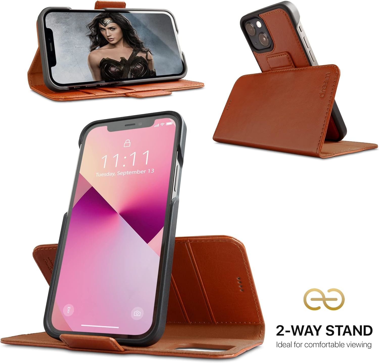 iPhone 13 Wallet case / 2-in-1 shock case and detachable vegan leather set, MagSafe compatible, RFID-protected