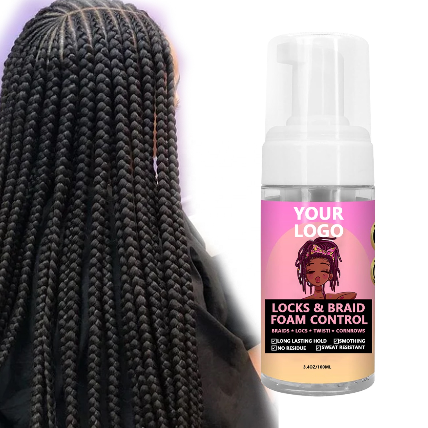 Extra Hold Curl Hair Mousse for Braids Braids Wigs Styling Foaming Private Label
