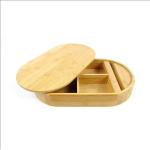 Bamboo Oval Mirror Jewelry Box Jewelry Organizer Multi Divided