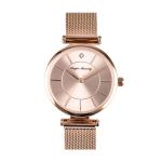 Steel Band OEM Alloy Quartz Watch 32mm Rose Gold Wristwatch For Ladies Quartz