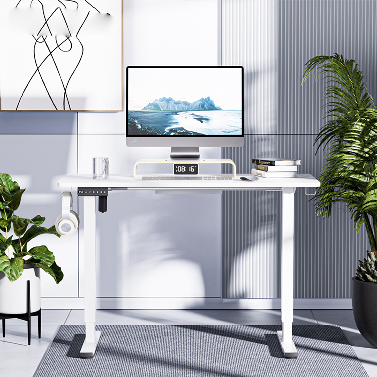 Electric Sit Standing Table White Wooden Home Office Desk 710 mm Adjustable Height
