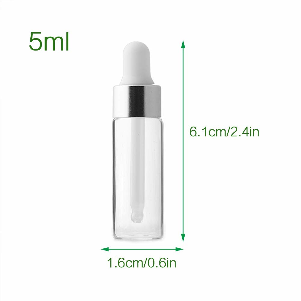 Silver Mini 5ml Essential Oil Bottles OEM ODM Glass Dropper Bottles