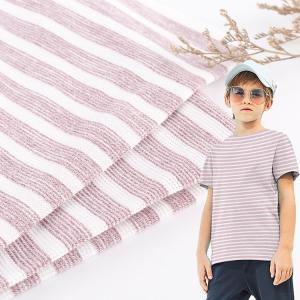 China T-Shirt Textured Stripe Fabric , Cotton 160gsm Yarn Dyed Stripe Fabric wholesale