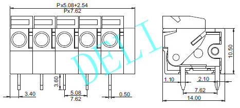 5.08mm Pitch Spring Clamp Right Angle terminal block DL142R-XX-5.08