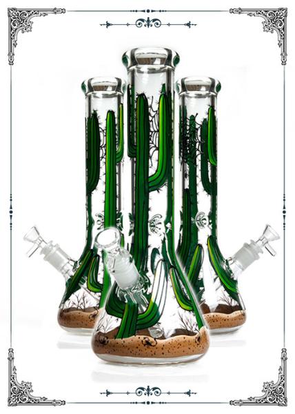 Green Cactus Art Glass Water Smoking Pipe 50x7mm Glass Tube