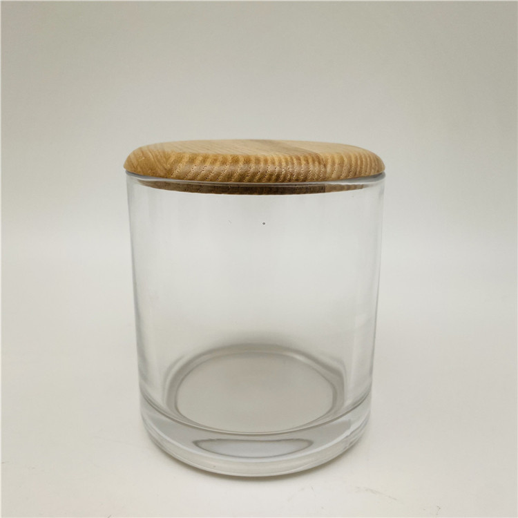 Clear Color Glass Bath Countertop Set Round Shape With Wood Parts