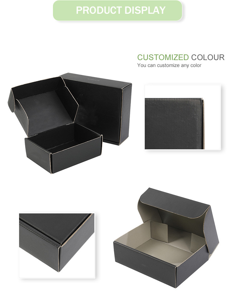 6x4x3 Black Shipping Tuck Top Mailer Box Custom With Window