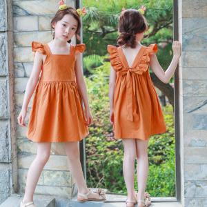 China Summer Children'S Clothing Girls Bow Dress With Flying Sleeve wholesale