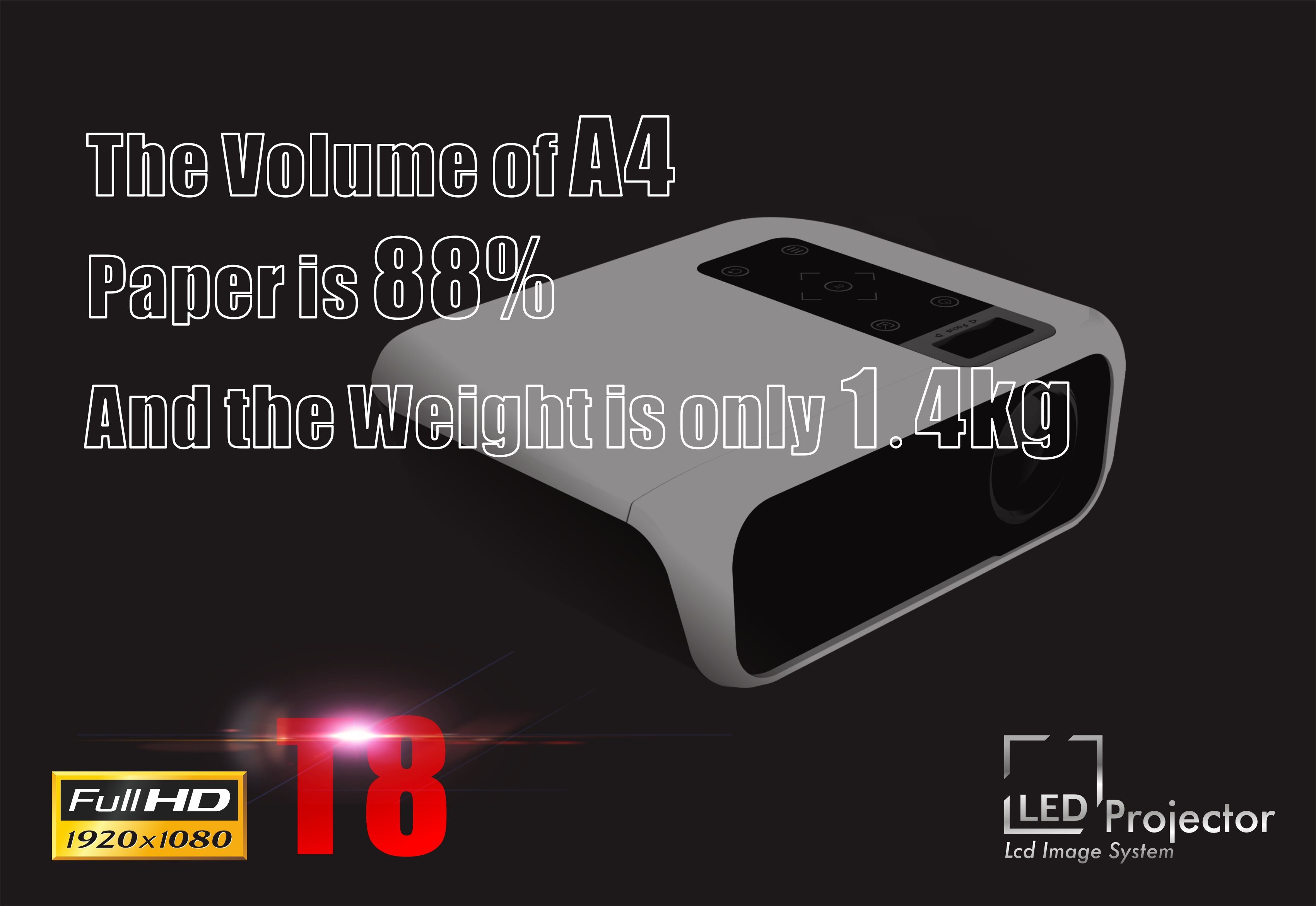 200" 3000lm HD Mini LED Projector 1080P T8 Full Hd Projector For TV DVD PC