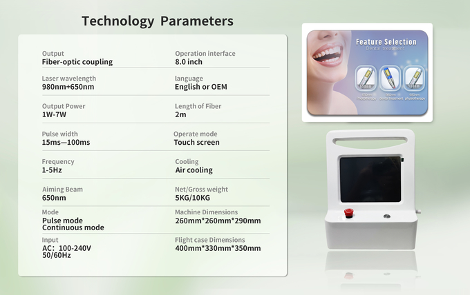 Dental Soft Tissue Laser 980nm Teeth Physiotherapy Pain Removing Teeth Whitening Laser Dental Clinic Therapy