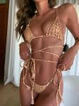 Solid Color Hot Womens Swimsuits Bikini Three Point Swimsuit Sexy Rope Swimming