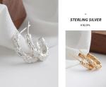 Lanciashow 925 Sterling Silver Jewellery Simple Interweave Twisted Hoop Earrings