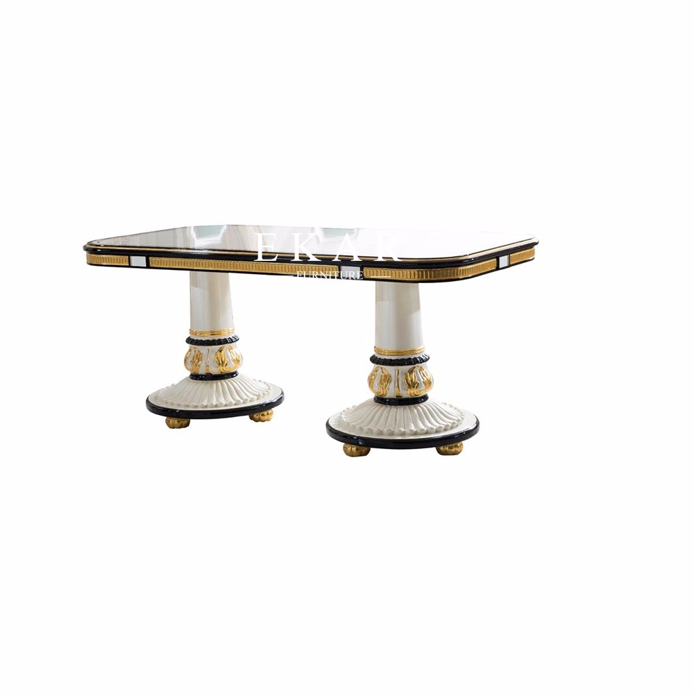 Carving a big table by hand wood luxury 8 seater dining table FLN-M-CT102