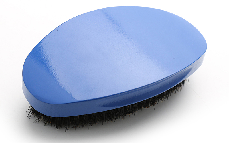 Custom Blue Bent Wave Brush Curve For 360 Soft Boar Bristle For Hair Growth Style