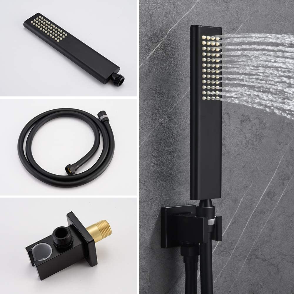 Self Clean Sus304 Black Shower Trim Kit , 8'' Rain Shower Head Set