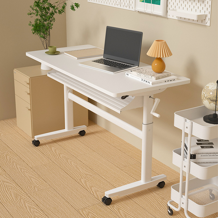Modern Style Tea Caffe White Wooden Table 5 ft Height Adjustable for Office Cafe or Bar