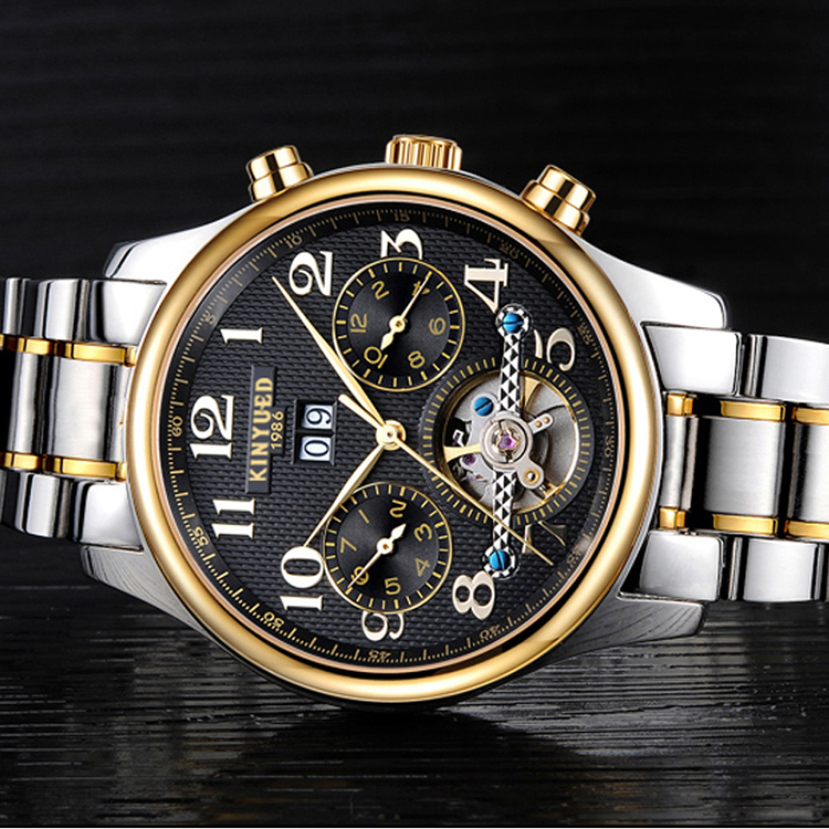 Hot stainless Steel Men's business sport Tourbillon automatic mechanical movement wrist watch