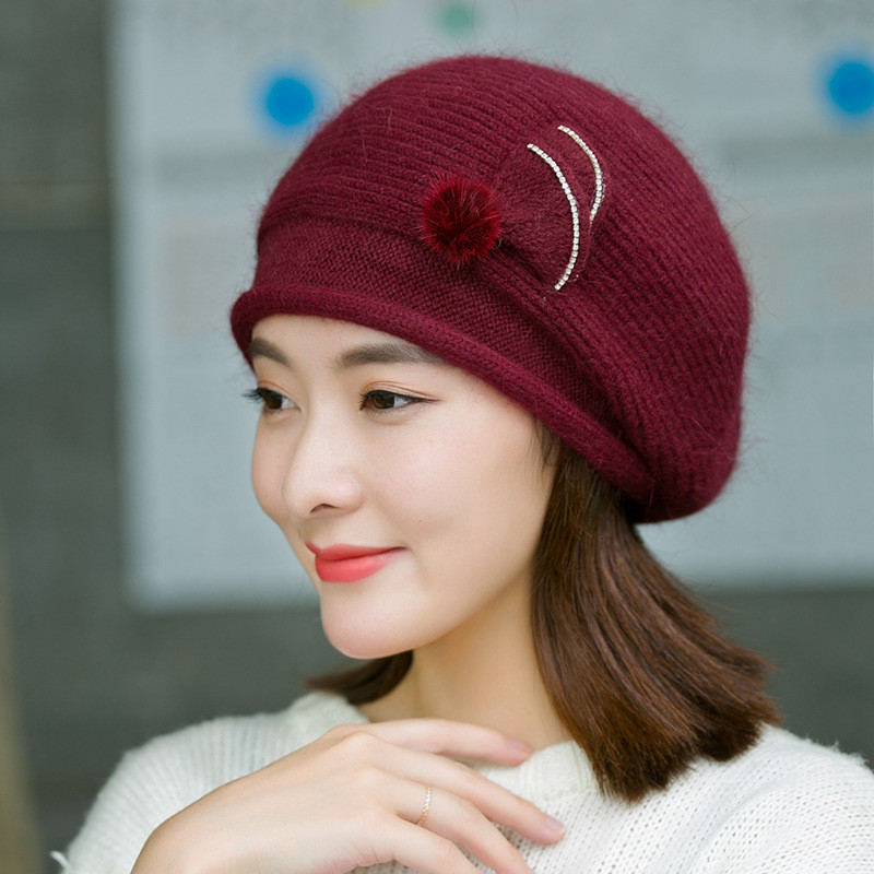 2018 Winter Trendy ladies woollen knitted hats with MOQ only need 3 pcs,elegant design hats