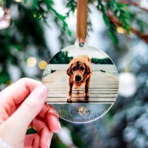 China handcrafted Christmas Pet Photo Memorial Ornament UV print wholesale