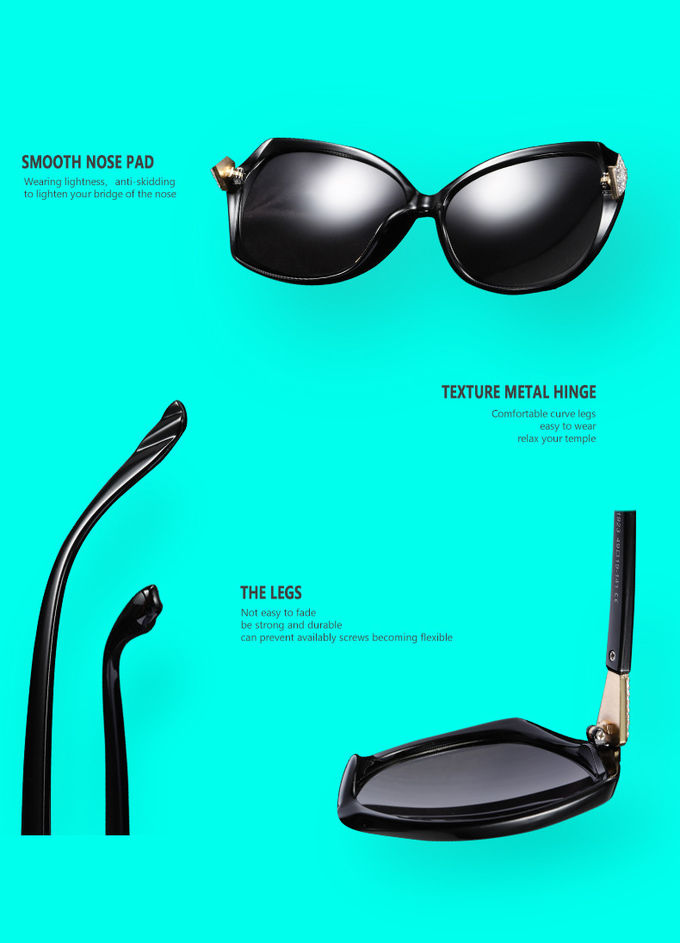 144MM PC Sunglasses Women'S Polarized With Readers Diamond Decoration